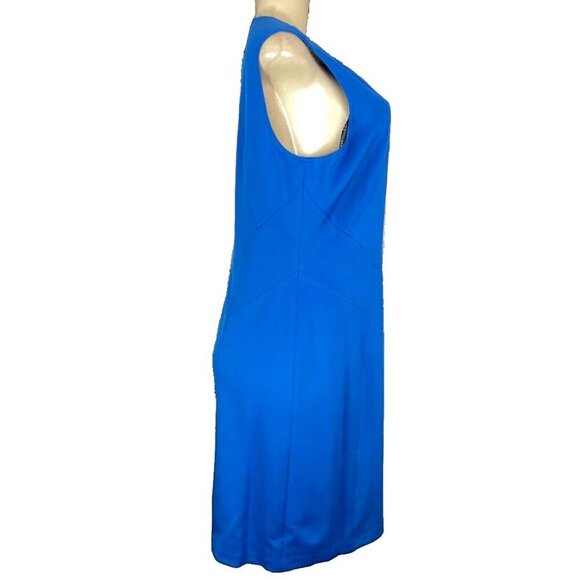 Ivanka Trump 14 Blue Scoop Neck Bar Accent Seam Detail Lined Sleeveless Dress - Picture 4 of 6
